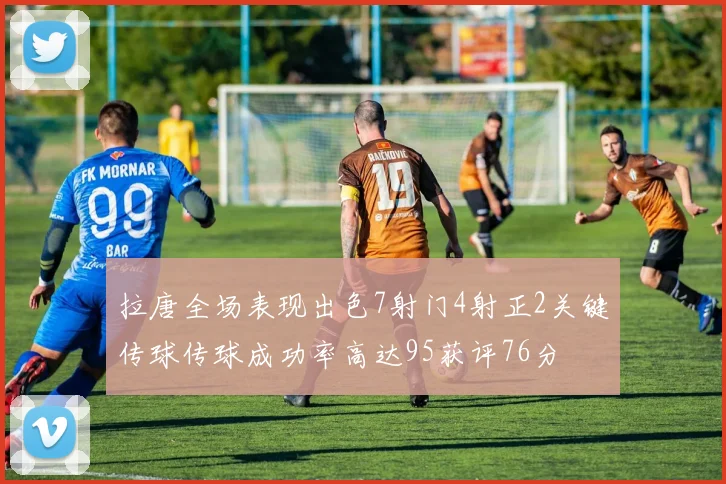 拉唐全场表现出色7射门4射正2关键传球传球成功率高达95获评76分
